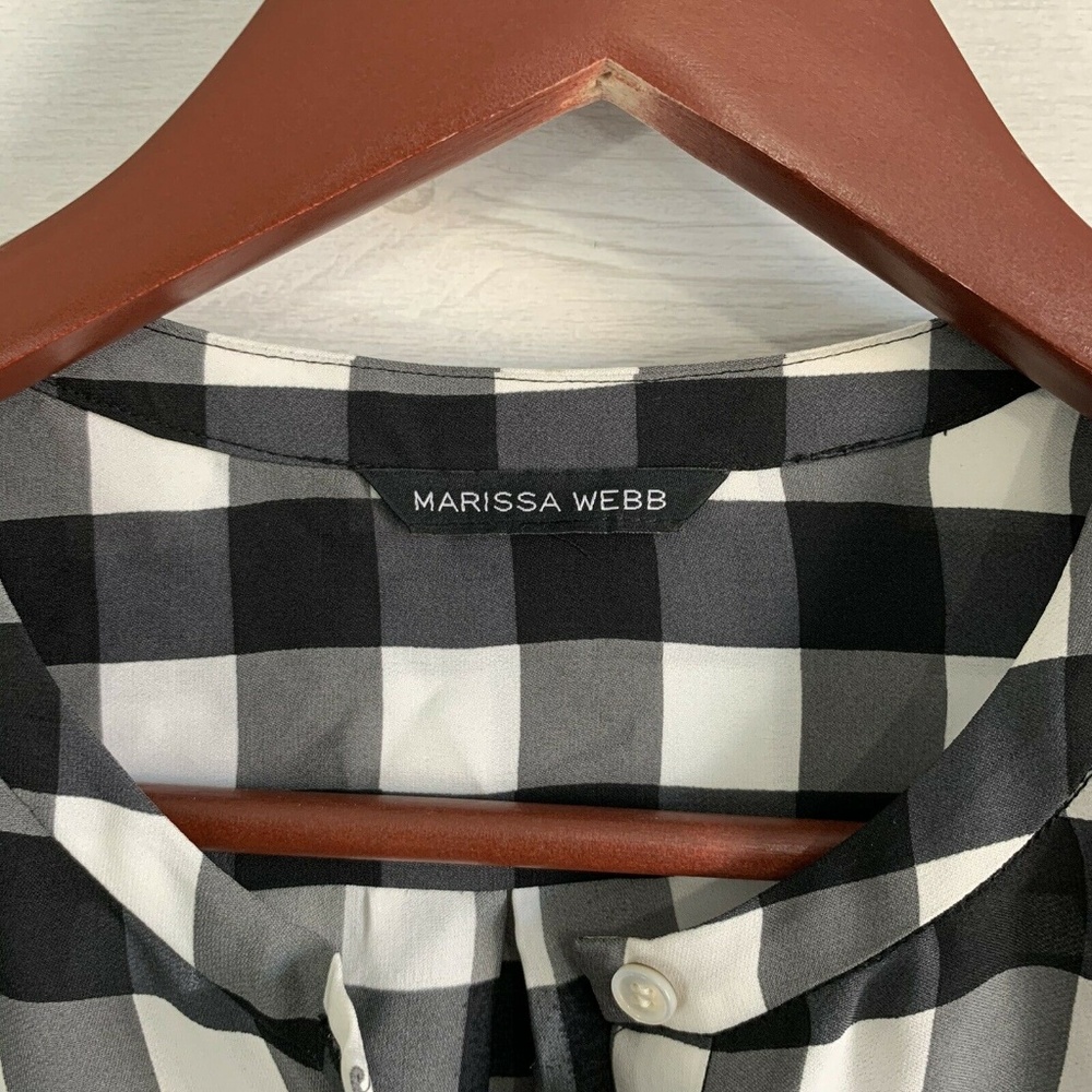 Marisa Webb 100% Silk Black White Gingham Blouse - Picture 3 of 7
